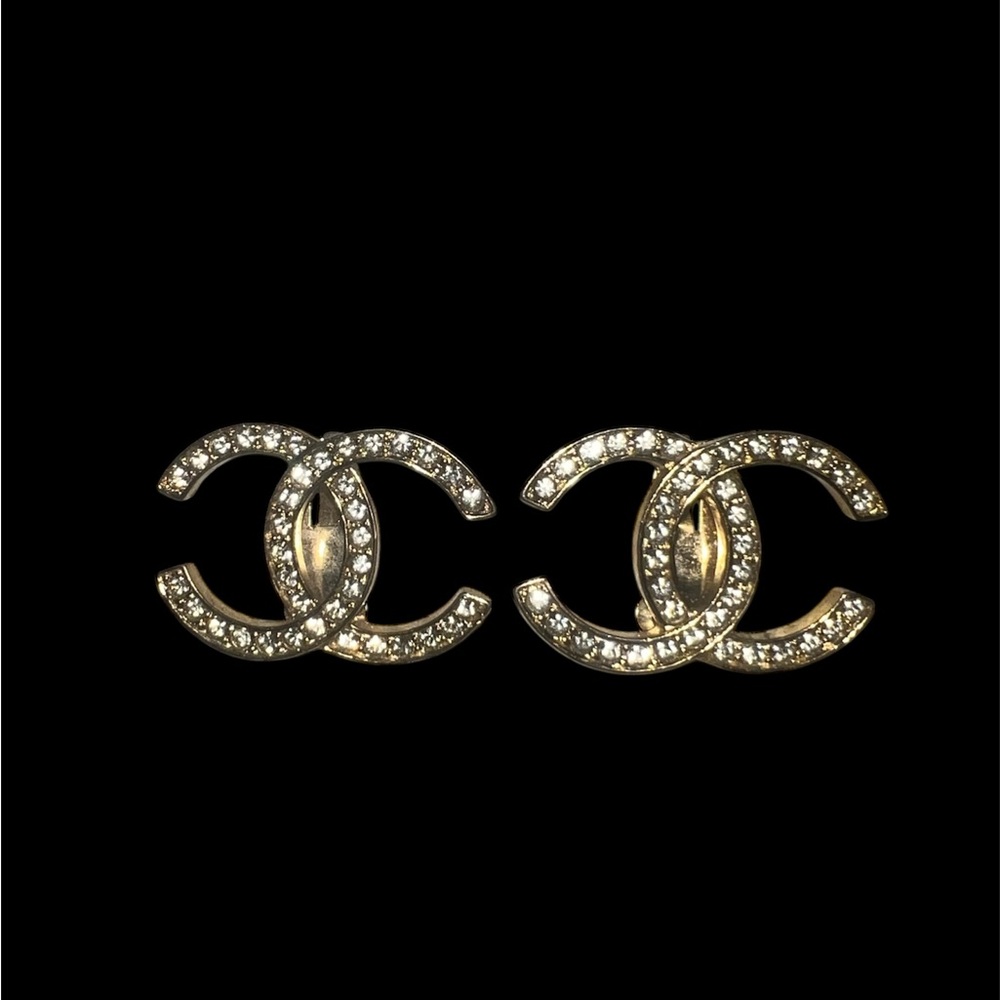 Chanel Gold Earrings with Crystals
